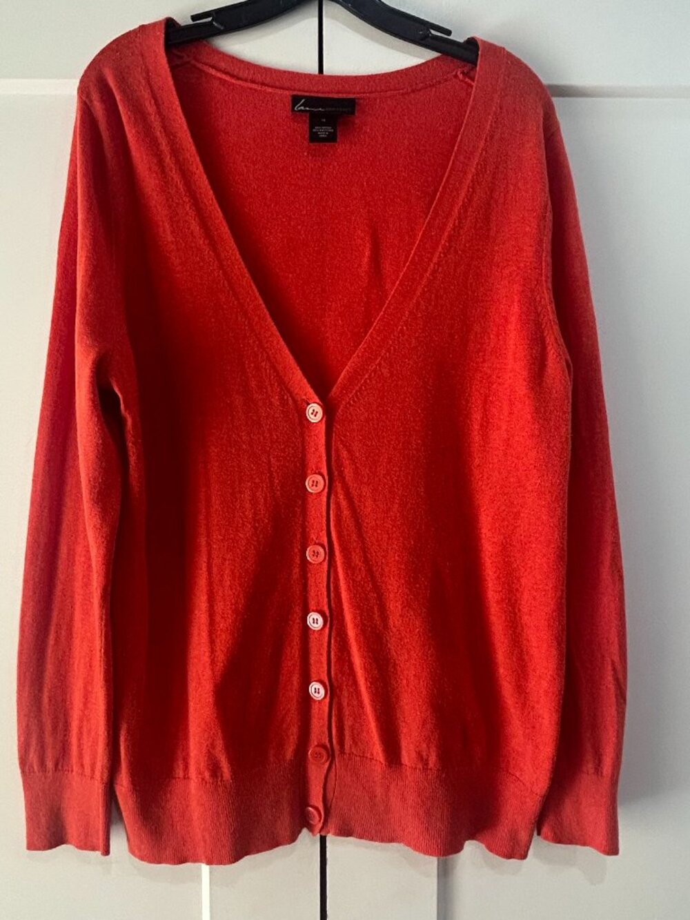 Lane Bryant Size 14 Orange Button Front Cardigan Sweater Cotton Blend